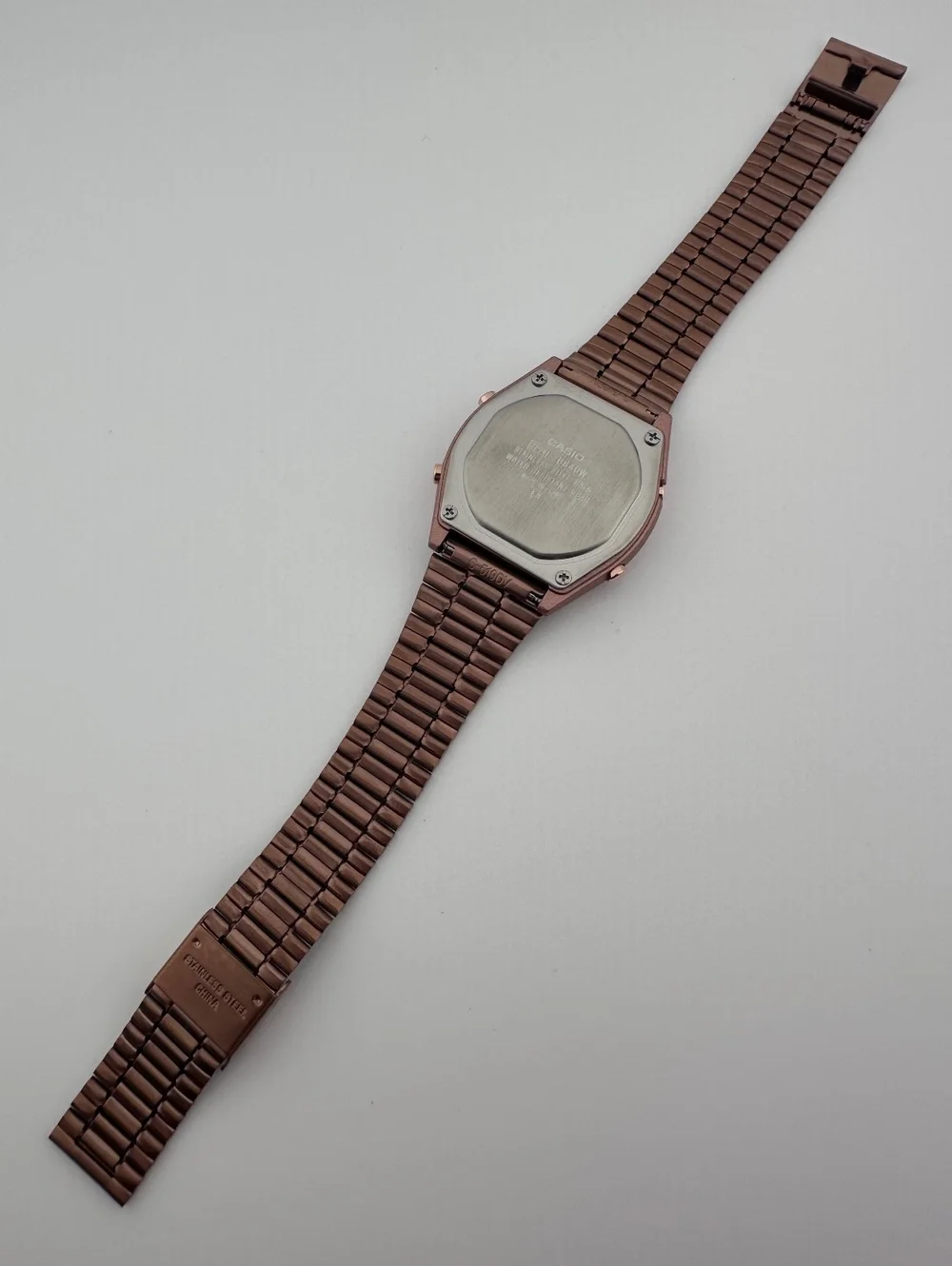 Casio B640WC-5A Rose Gold Digital Watch, Retro Unisex Stainless Steel Watch